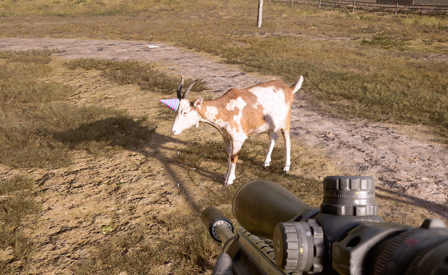 Коза с праздничным колпаком в Far Cry 5